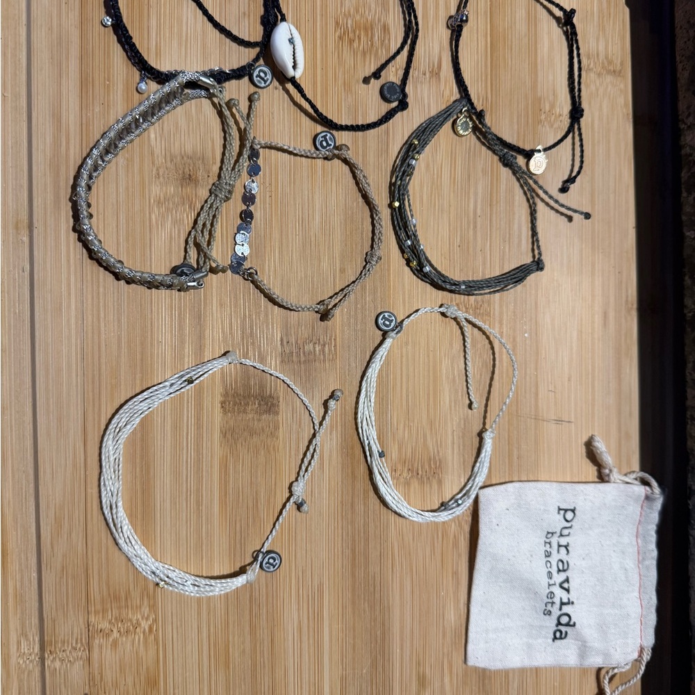 Pura Vida Bracelet Collection in Black, Brown, and Cream, set of 8 $10